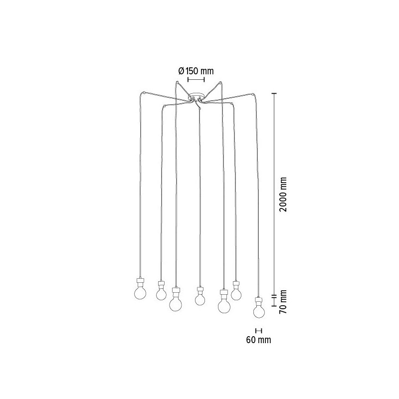 Clarte Lampa Wisząca 7xE27 Max.60W Czarny/Dąb Olejowany
