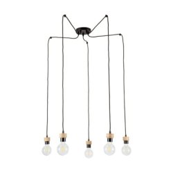 Clarte Lampa Wisząca 5xE27 Max.60W Czarny/Dąb Olejowany