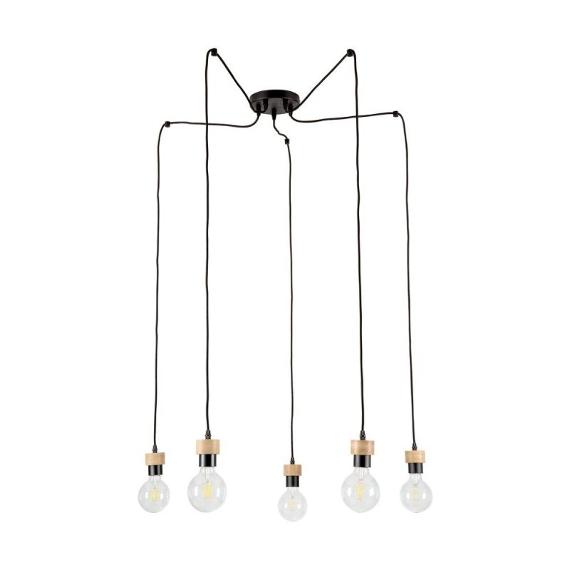 Clarte Lampa Wisząca 5xE27 Max.60W Czarny/Dąb Olejowany