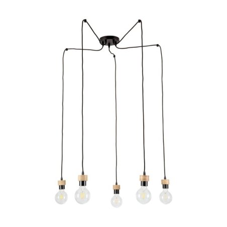 Clarte Lampa Wisząca 5xE27 Max.60W Czarny/Dąb Olejowany