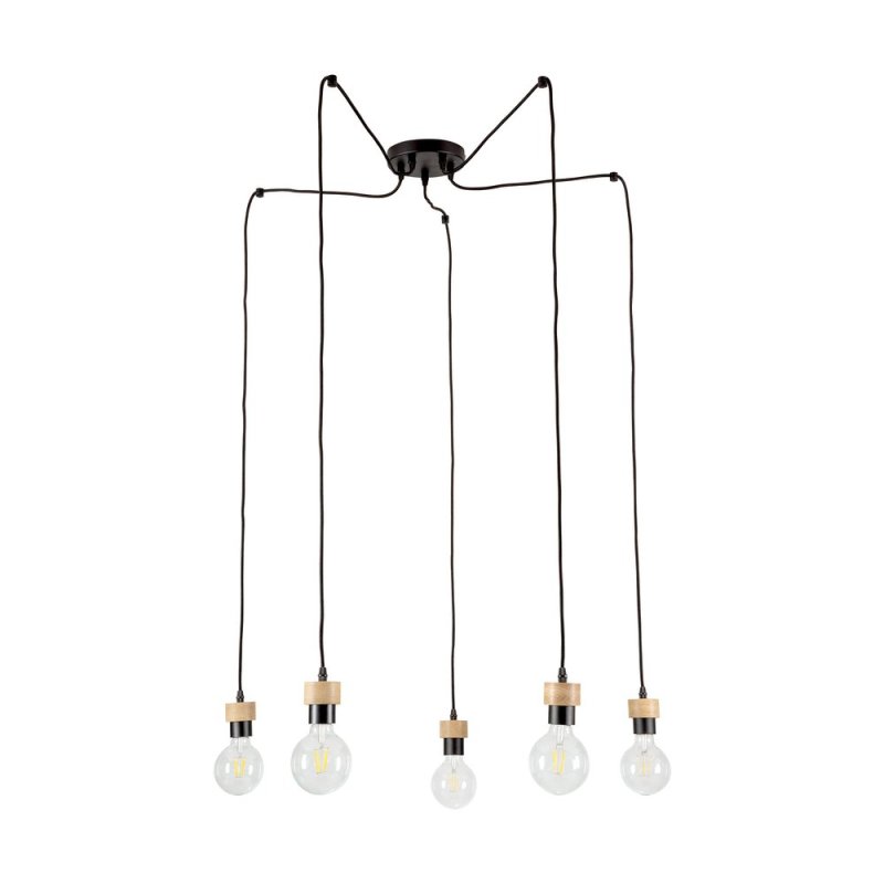 Clarte Lampa Wisząca 5xE27 Max.60W Czarny/Dąb Olejowany