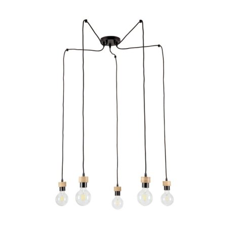 Clarte Lampa Wisząca 5xE27 Max.60W Czarny/Dąb Olejowany