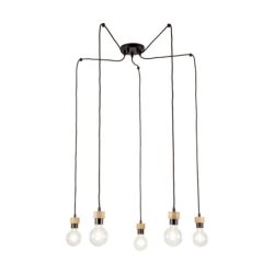 Clarte Lampa Wisząca 5xE27 Max.60W Czarny/Dąb Olejowany