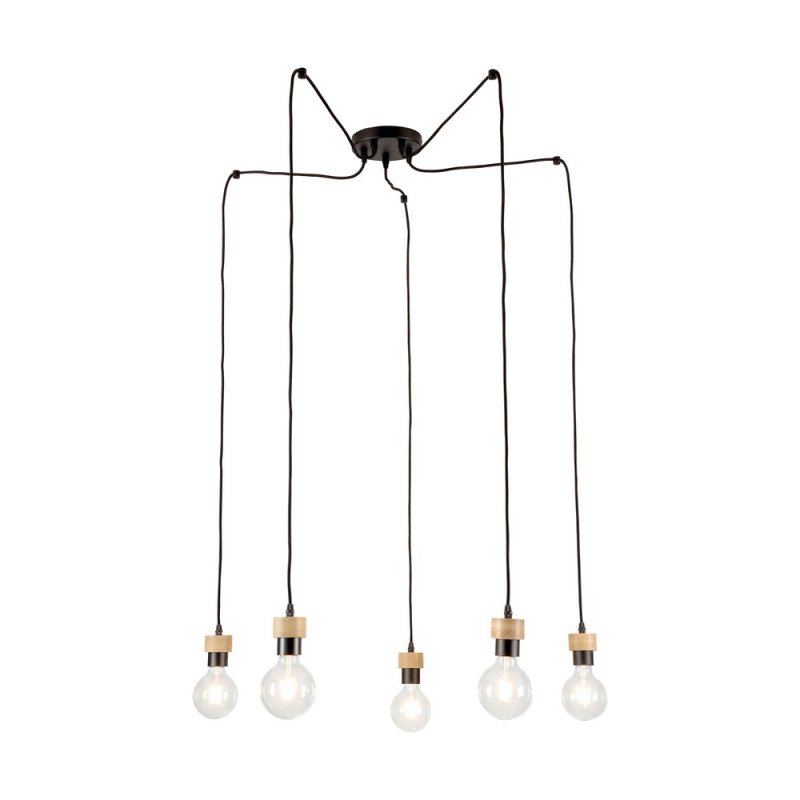 Clarte Lampa Wisząca 5xE27 Max.60W Czarny/Dąb Olejowany