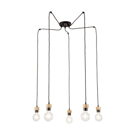 Clarte Lampa Wisząca 5xE27 Max.60W Czarny/Dąb Olejowany