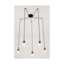 Clarte Lampa Wisząca 5xE27 Max.60W Czarny/Dąb Olejowany