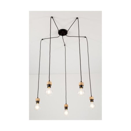 Clarte Lampa Wisząca 5xE27 Max.60W Czarny/Dąb Olejowany