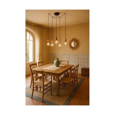 Clarte Lampa Wisząca 5xE27 Max.60W Czarny/Dąb Olejowany