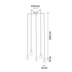 Clarte Lampa Wisząca 5xE27 Max.60W Czarny/Dąb Olejowany
