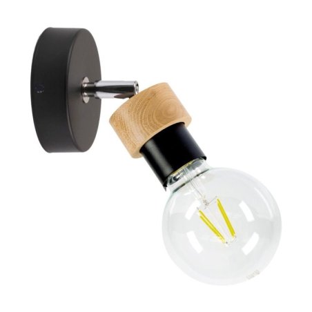 Marjolaine Kinkiet 1xE27 Max.25W Czarny/Dąb Olejowany