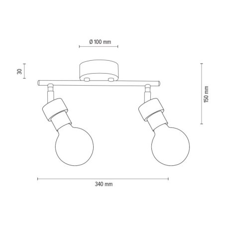 Marjolaine Lampa Sufitowa 2xE27 Max.25W Czarny/Dąb Olejowany