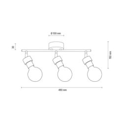 Marjolaine Lampa Sufitowa 3xE27 Max.25W Czarny/Dąb Olejowany