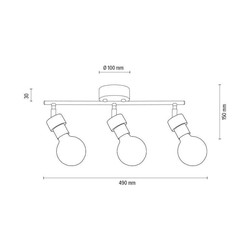Marjolaine Lampa Sufitowa 3xE27 Max.25W Czarny/Dąb Olejowany