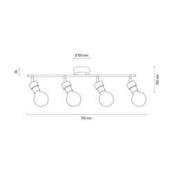Marjolaine Lampa sufitowa 4xE27 Max.25W Czarny/Dąb Olejowany