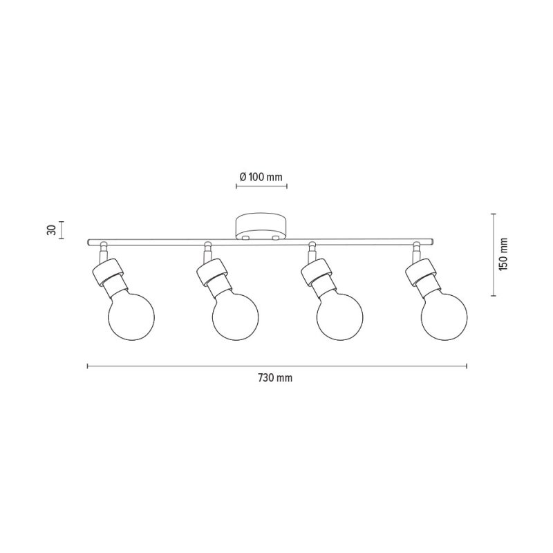 Marjolaine Lampa sufitowa 4xE27 Max.25W Czarny/Dąb Olejowany