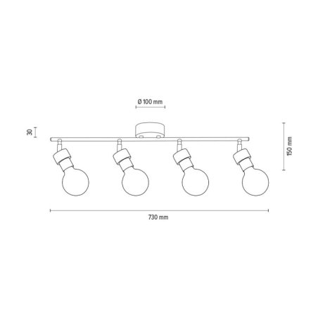 Marjolaine Lampa sufitowa 4xE27 Max.25W Czarny/Dąb Olejowany