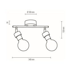 Marjolaine Wood Lampa Sufitowa 2xE27 Max.25W Dąb Olejowany/Czarny