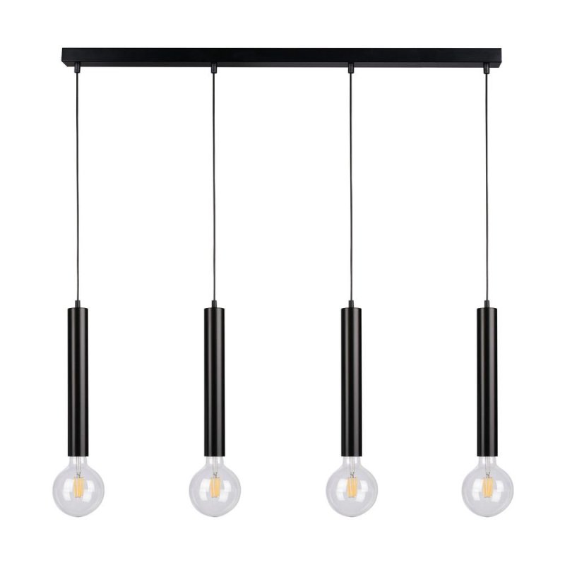 Barrel Lampa Wisząca 4xE27 Max.60W Czarny/Czarny/Czarny PVC