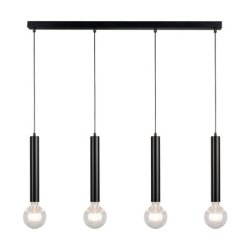 Barrel Lampa Wisząca 4xE27 Max.60W Czarny/Czarny/Czarny PVC