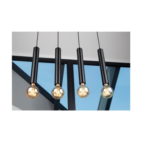 Barrel Lampa Wisząca 4xE27 Max.60W Czarny/Czarny/Czarny PVC