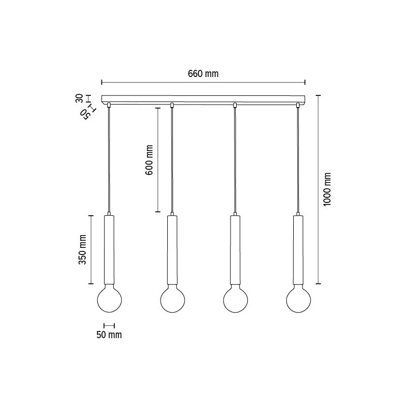 Barrel Lampa Wisząca 4xE27 Max.60W Czarny/Czarny/Czarny PVC