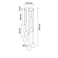 Barrel Lampa Wisząca 5xE27 Max.60W Czarny/Czarny/Czarny PCV