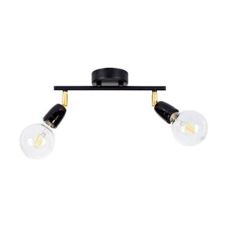 Porcia Lampa Sufitowa 2xE27 Max.25W Czarny/Złoty
