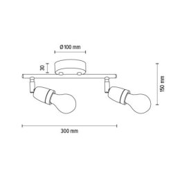 Porcia Lampa Sufitowa 2xE27 Max.25W Czarny/Złoty