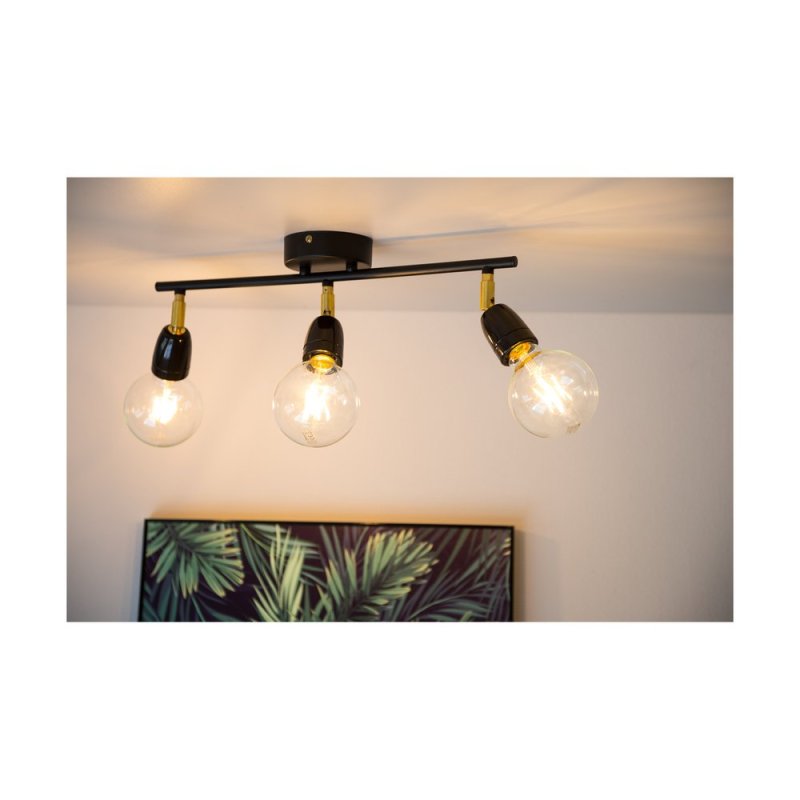 Porcia Lampa Sufitowa 3xE27 Max.25W Czarny/Złoty