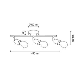 Porcia Lampa Sufitowa 3xE27 Max.25W Czarny/Złoty