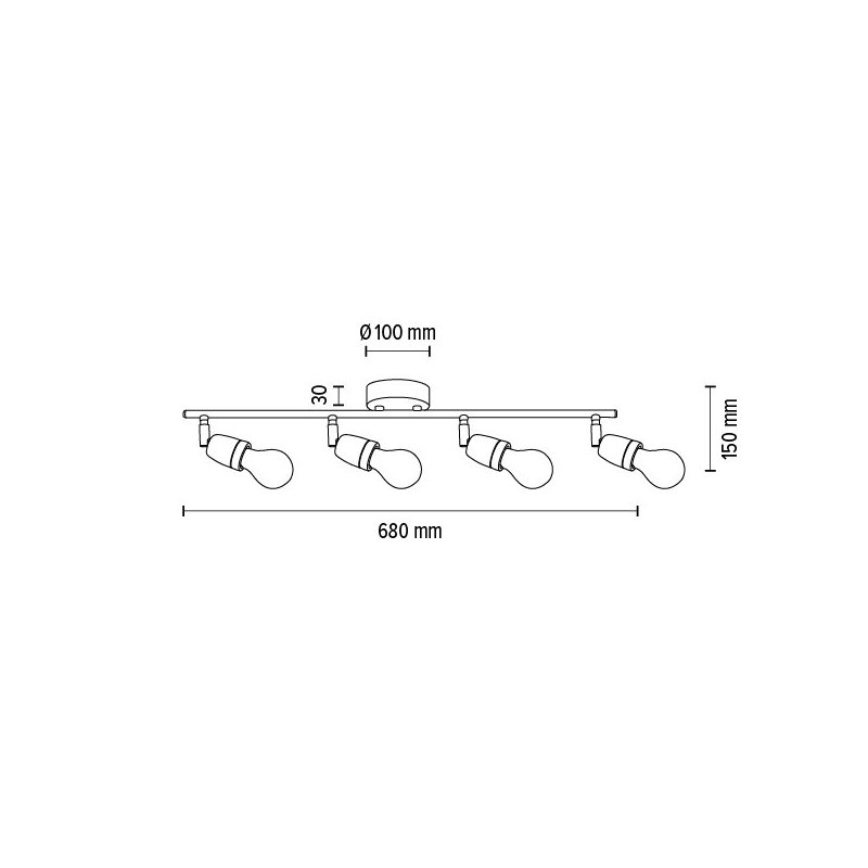 Porcia Lampa Sufitowa 4xE27 Max.25W Czarny/Złoty