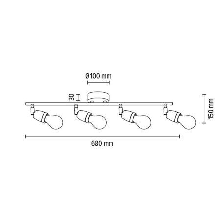 Porcia Lampa Sufitowa 4xE27 Max.25W Czarny/Złoty