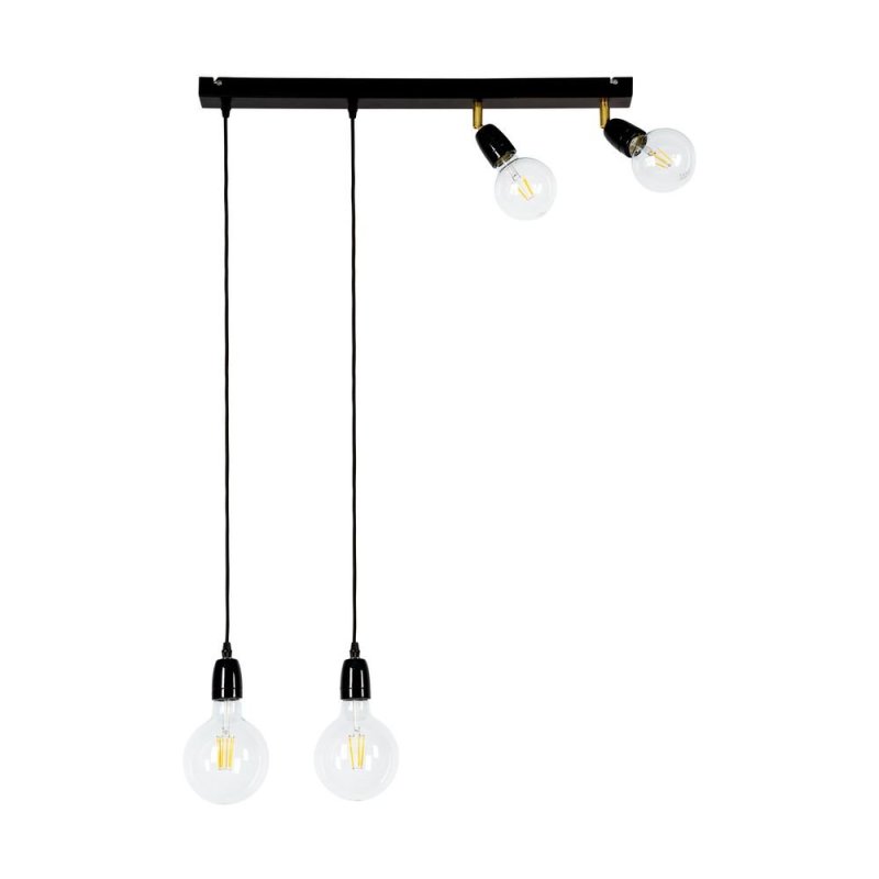 Porcia Lampa Wisząca 4xE27 Max.25W Czarny/Złoty/Czarny