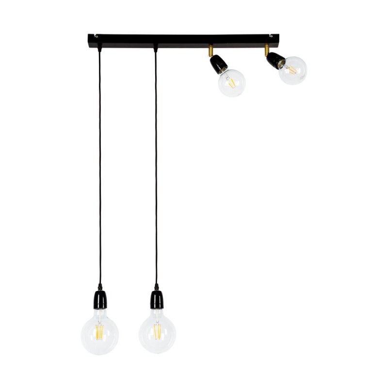 Porcia Lampa Wisząca 4xE27 Max.25W Czarny/Złoty/Czarny
