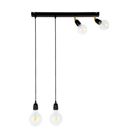 Porcia Lampa Wisząca 4xE27 Max.25W Czarny/Złoty/Czarny