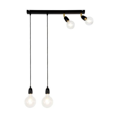 Porcia Lampa Wisząca 4xE27 Max.25W Czarny/Złoty/Czarny