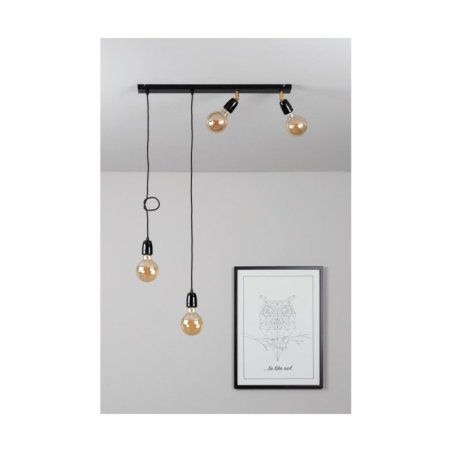 Porcia Lampa Wisząca 4xE27 Max.25W Czarny/Złoty/Czarny