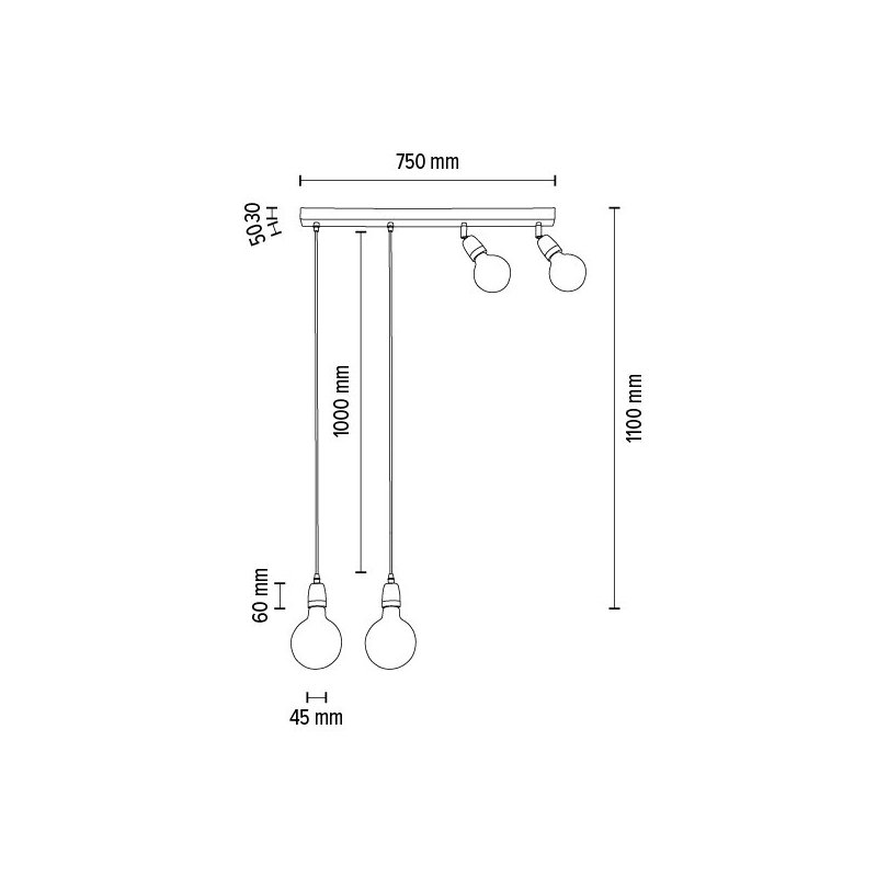 Porcia Lampa Wisząca 4xE27 Max.25W Czarny/Złoty/Czarny