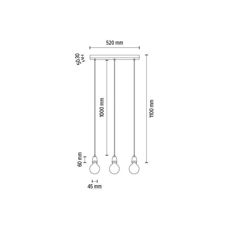 Porcia Lampa Wisząca 3xE27 Max.60W Biały/Antracyt