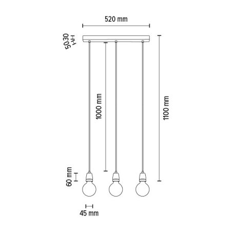 Porcia Lampa Wisząca 3xE27 Max.60W Biały/Antracyt