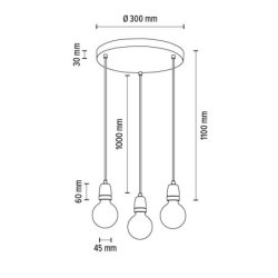 Porcia Lampa Wisząca 3xE27 Max.60W Biały/Antracyt