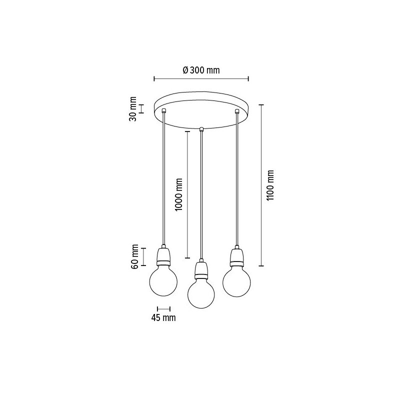 Porcia Lampa Wisząca 3xE27 Max.60W Biały/Antracyt