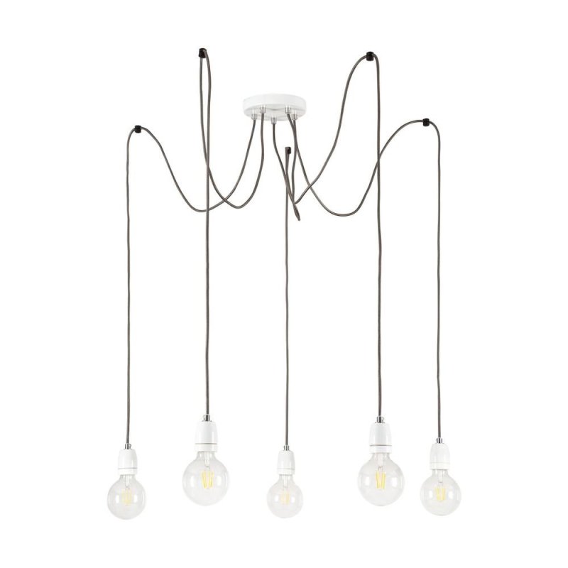 Porcia Lampa Wisząca 5xE27 Max.60W Biały/Antracyt