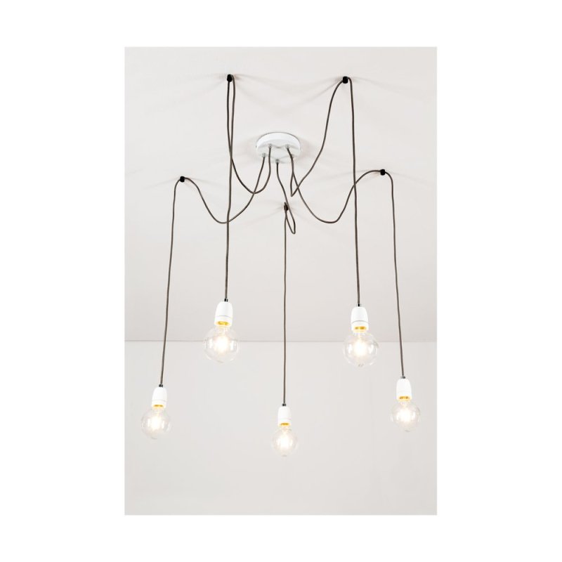 Porcia Lampa Wisząca 5xE27 Max.60W Biały/Antracyt