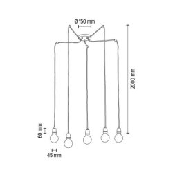 Porcia Lampa Wisząca 5xE27 Max.60W Biały/Antracyt