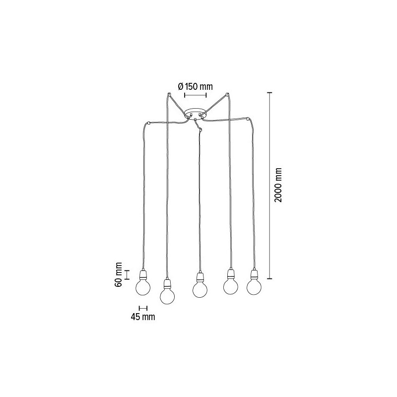 Porcia Lampa Wisząca 5xE27 Max.60W Biały/Antracyt