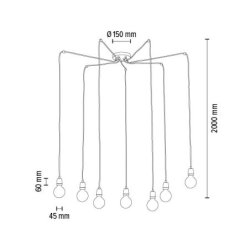 Porcia Lampa Wisząca 7xE27 Max.60W Biały/Antracyt