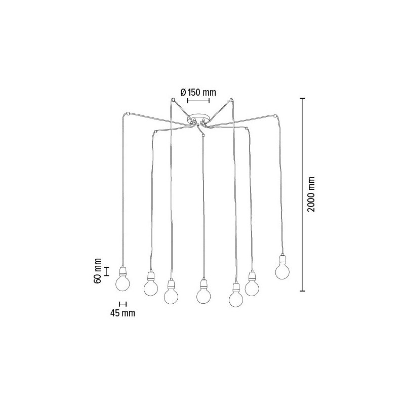 Porcia Lampa Wisząca 7xE27 Max.60W Biały/Antracyt