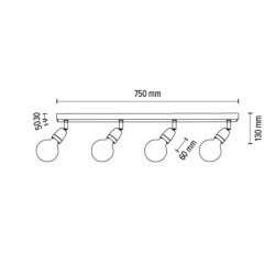 Porcia Wood Lampa Sufitowa 4xE27 Max.25W Dąb Olejowany/Biały