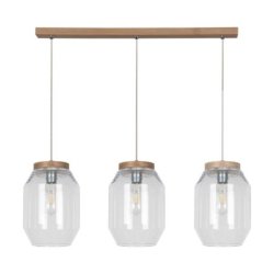 Vaso Lampa Wisząca 3xE27 Max.60W Dąb Olejowany/Transparentny PVC/Transparentny